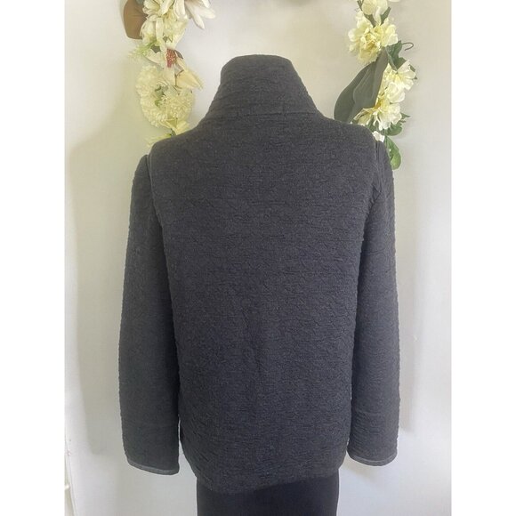 Vintage AMS Pure Women's Black Snap Closure Wool Blend Sweater Jacket Sz 8 Spain - Picture 4 of 16